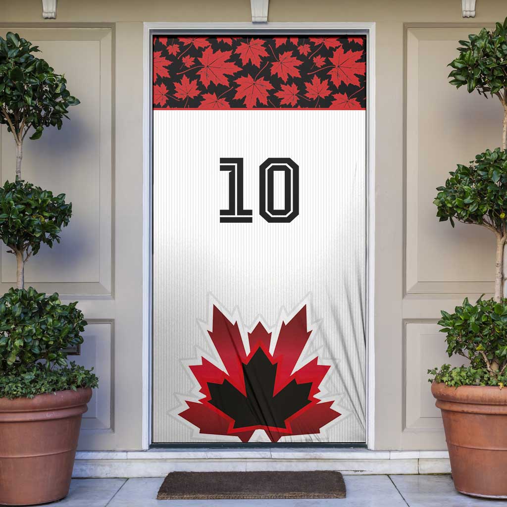 Custom Canadian Rugby Door Cover Maple Leaves Sporty Art Style White Color - Wonder Print Shop