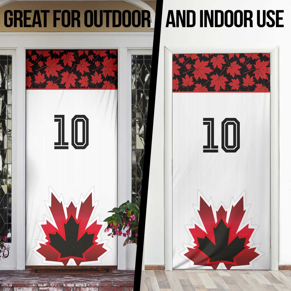 Custom Canadian Rugby Door Cover Maple Leaves Sporty Art Style White Color - Wonder Print Shop