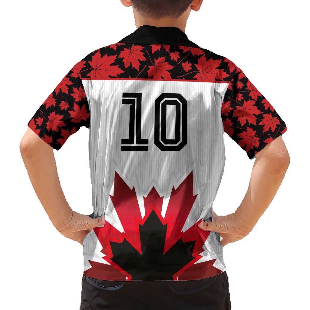 Custom Canadian Rugby Family Matching Long Sleeve Bodycon Dress and Hawaiian Shirt Maple Leaves Sporty Art Style White Color - Wonder Print Shop
