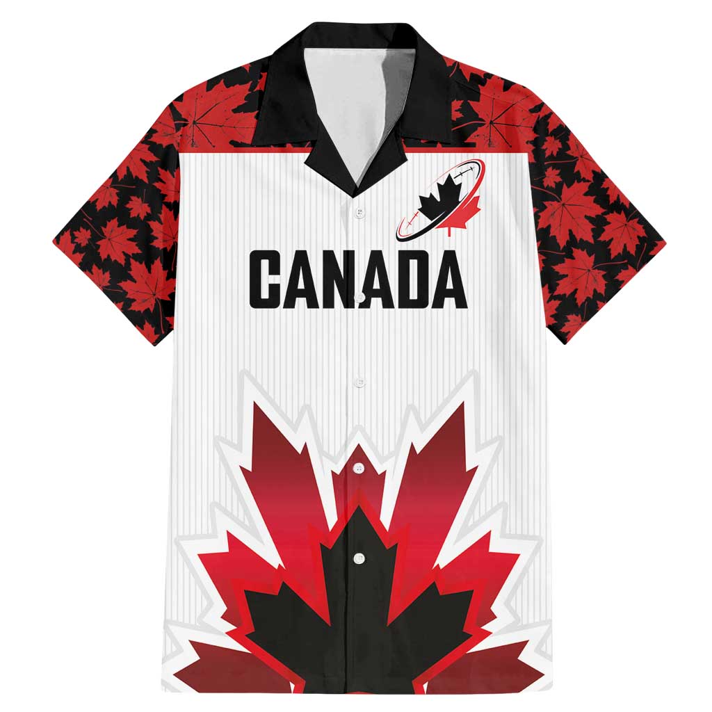 Custom Canadian Rugby Family Matching Mermaid Dress and Hawaiian Shirt Maple Leaves Sporty Art Style White Color - Wonder Print Shop