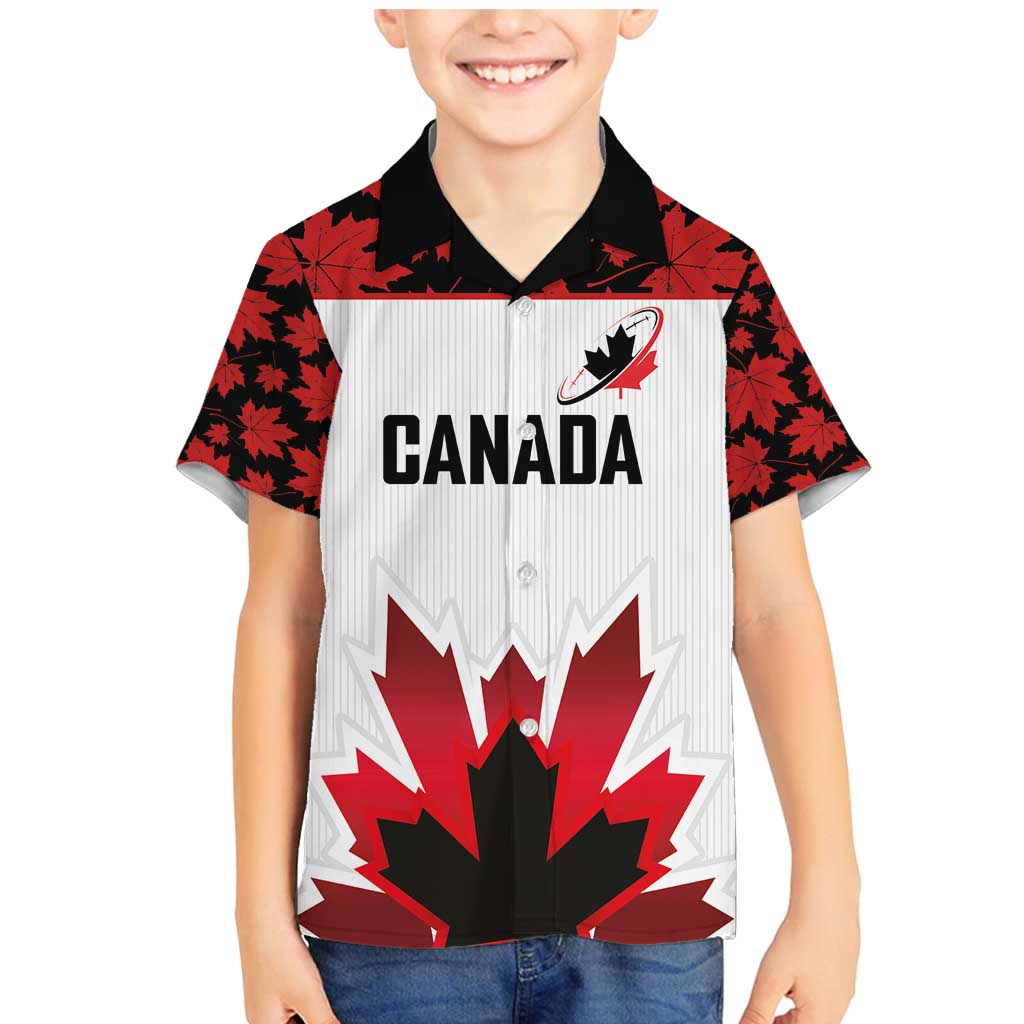 Custom Canadian Rugby Family Matching Mermaid Dress and Hawaiian Shirt Maple Leaves Sporty Art Style White Color - Wonder Print Shop