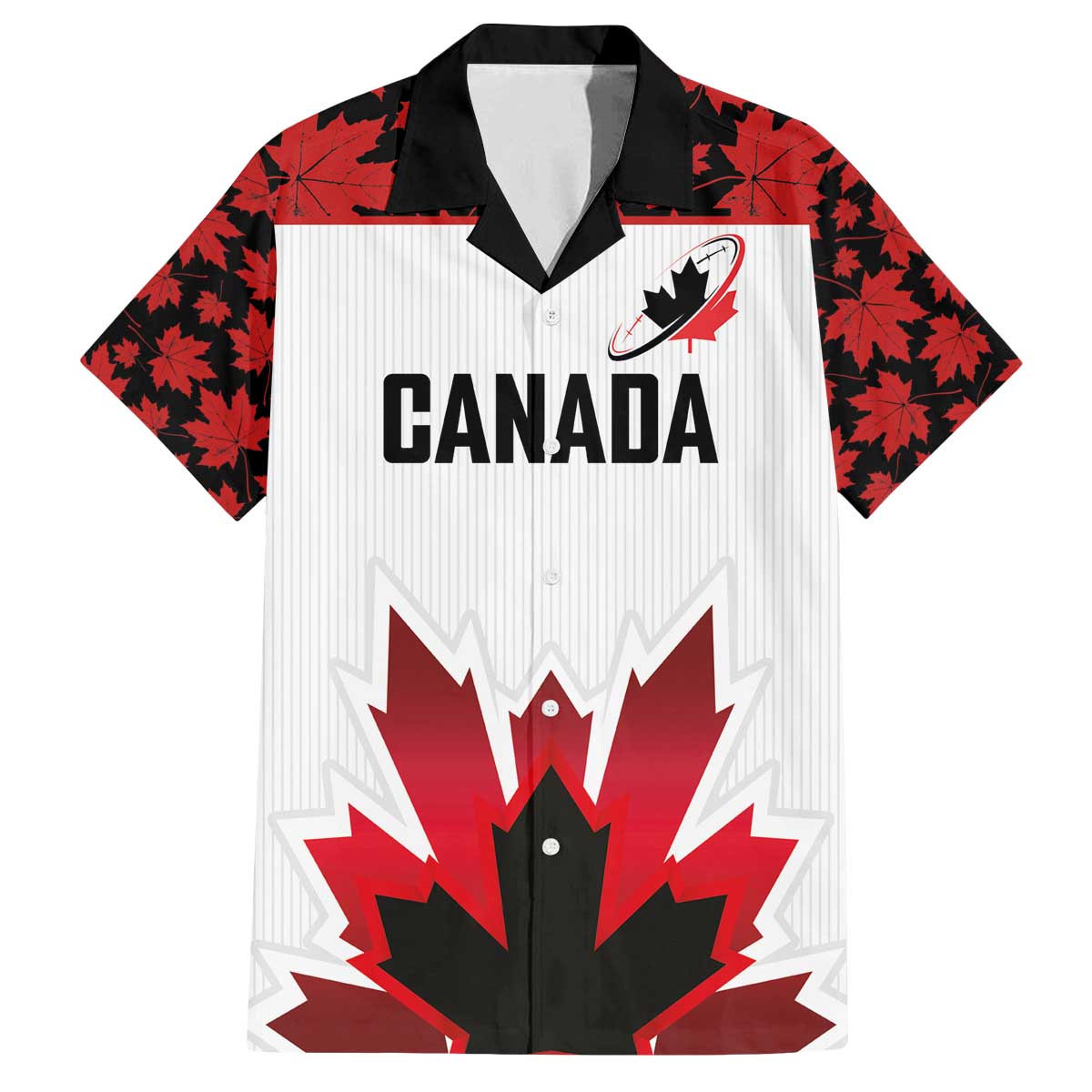 Custom Canadian Rugby Family Matching Off The Shoulder Long Sleeve Dress and Hawaiian Shirt Maple Leaves Sporty Art Style White Color - Wonder Print Shop