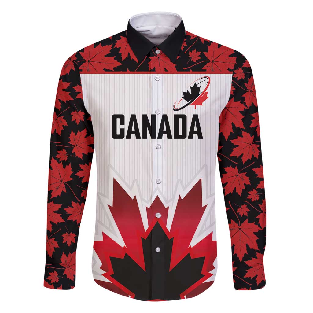 Custom Canadian Rugby Family Matching Off Shoulder Maxi Dress and Hawaiian Shirt Maple Leaves Sporty Art Style White Color - Wonder Print Shop