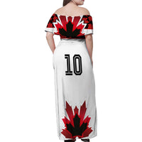 Custom Canadian Rugby Family Matching Off Shoulder Maxi Dress and Hawaiian Shirt Maple Leaves Sporty Art Style White Color - Wonder Print Shop