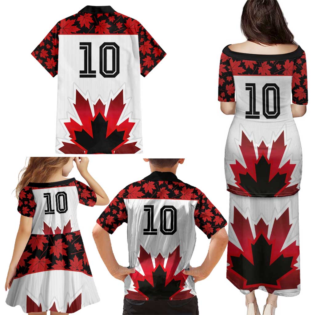 Custom Canadian Rugby Family Matching Puletasi and Hawaiian Shirt Maple Leaves Sporty Art Style White Color - Wonder Print Shop