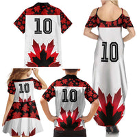 Custom Canadian Rugby Family Matching Summer Maxi Dress and Hawaiian Shirt Maple Leaves Sporty Art Style White Color - Wonder Print Shop