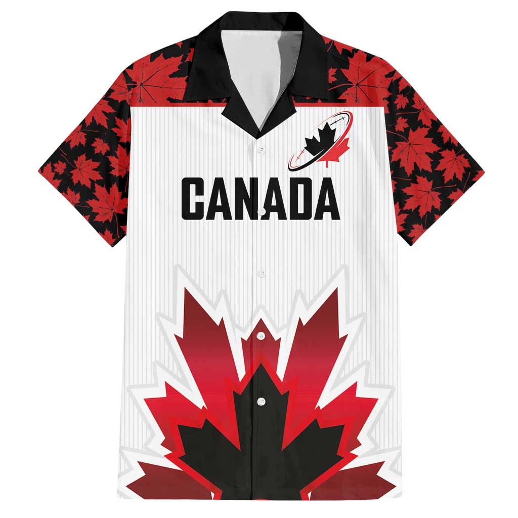 Custom Canadian Rugby Family Matching Tank Maxi Dress and Hawaiian Shirt Maple Leaves Sporty Art Style White Color - Wonder Print Shop