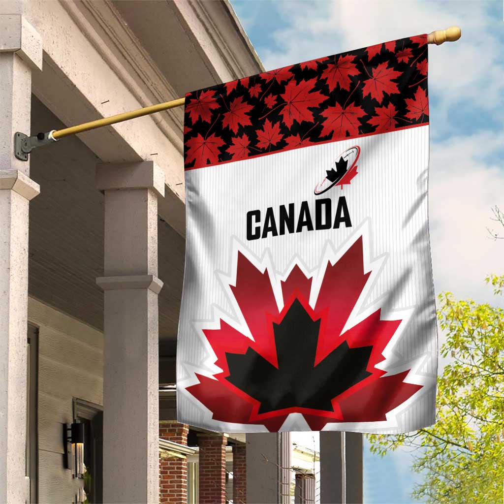 Canadian Rugby Garden Flag Maple Leaves Sporty Art Style White Color - Wonder Print Shop