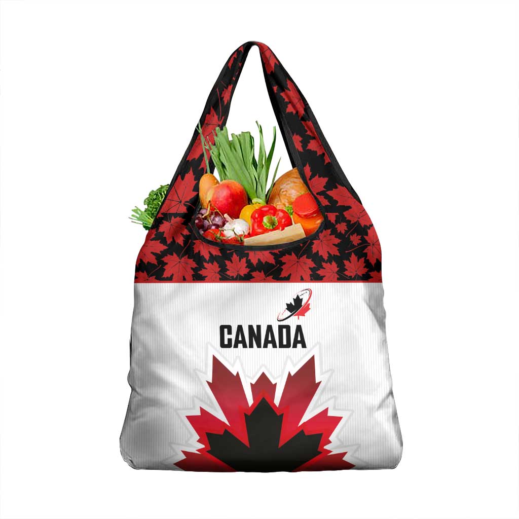 Canadian Rugby Grocery Bag Maple Leaves Sporty Art Style White Color - Wonder Print Shop