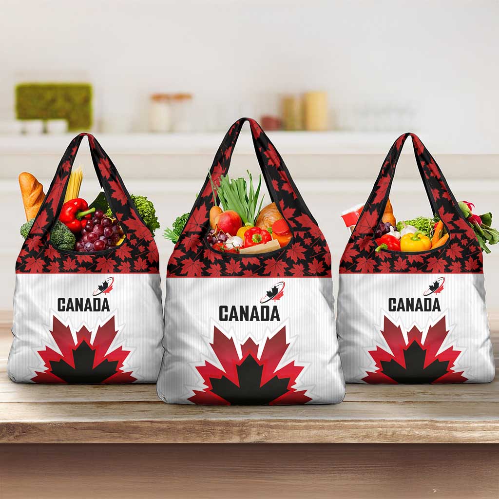 Canadian Rugby Grocery Bag Maple Leaves Sporty Art Style White Color - Wonder Print Shop