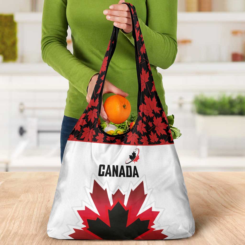 Canadian Rugby Grocery Bag Maple Leaves Sporty Art Style White Color - Wonder Print Shop