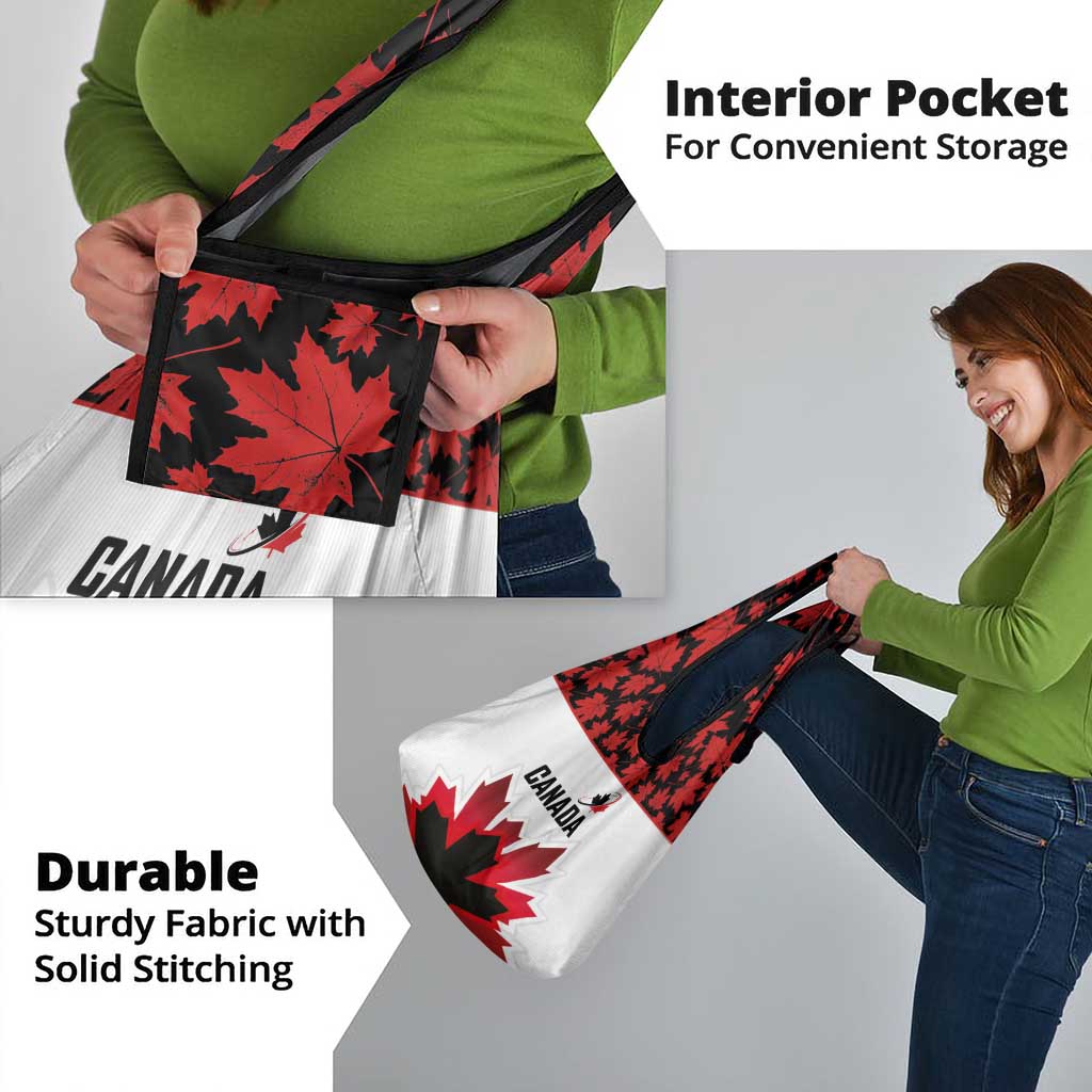 Canadian Rugby Grocery Bag Maple Leaves Sporty Art Style White Color - Wonder Print Shop