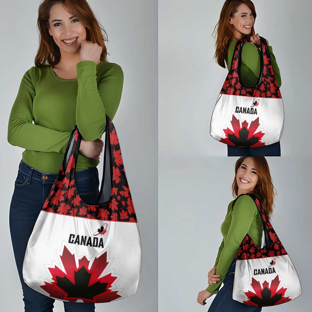 Canadian Rugby Grocery Bag Maple Leaves Sporty Art Style White Color - Wonder Print Shop
