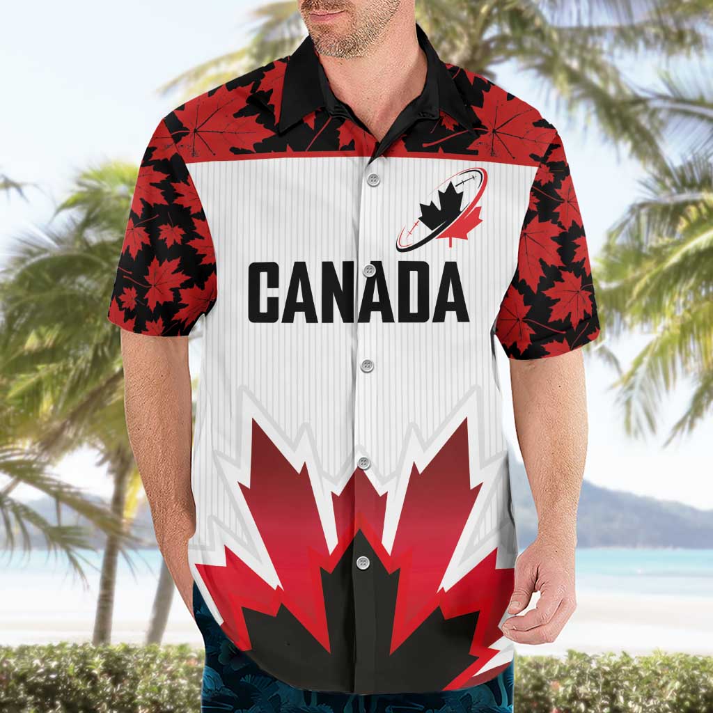 Custom Canadian Rugby Hawaiian Shirt Maple Leaves Sporty Art Style White Color - Wonder Print Shop