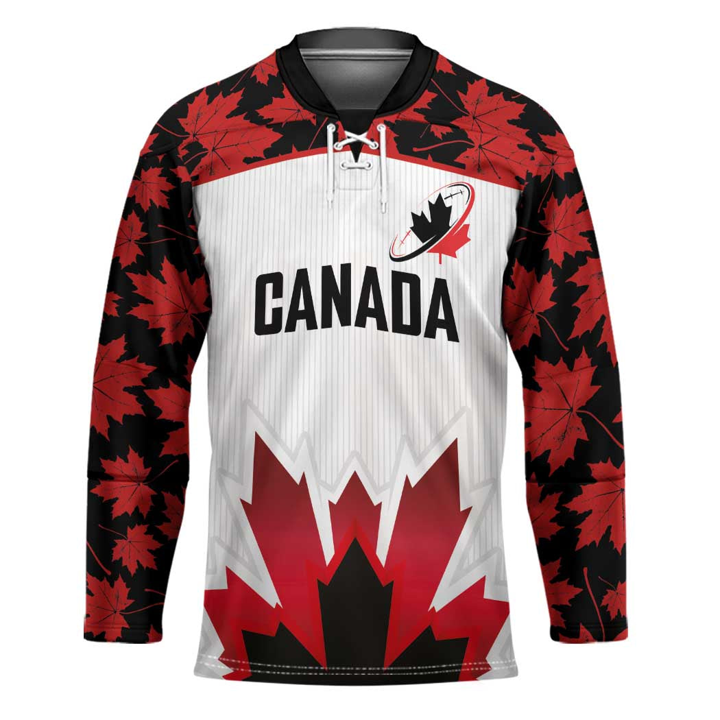 Custom Canadian Rugby Hockey Jersey Maple Leaves Sporty Art Style White Color - Wonder Print Shop