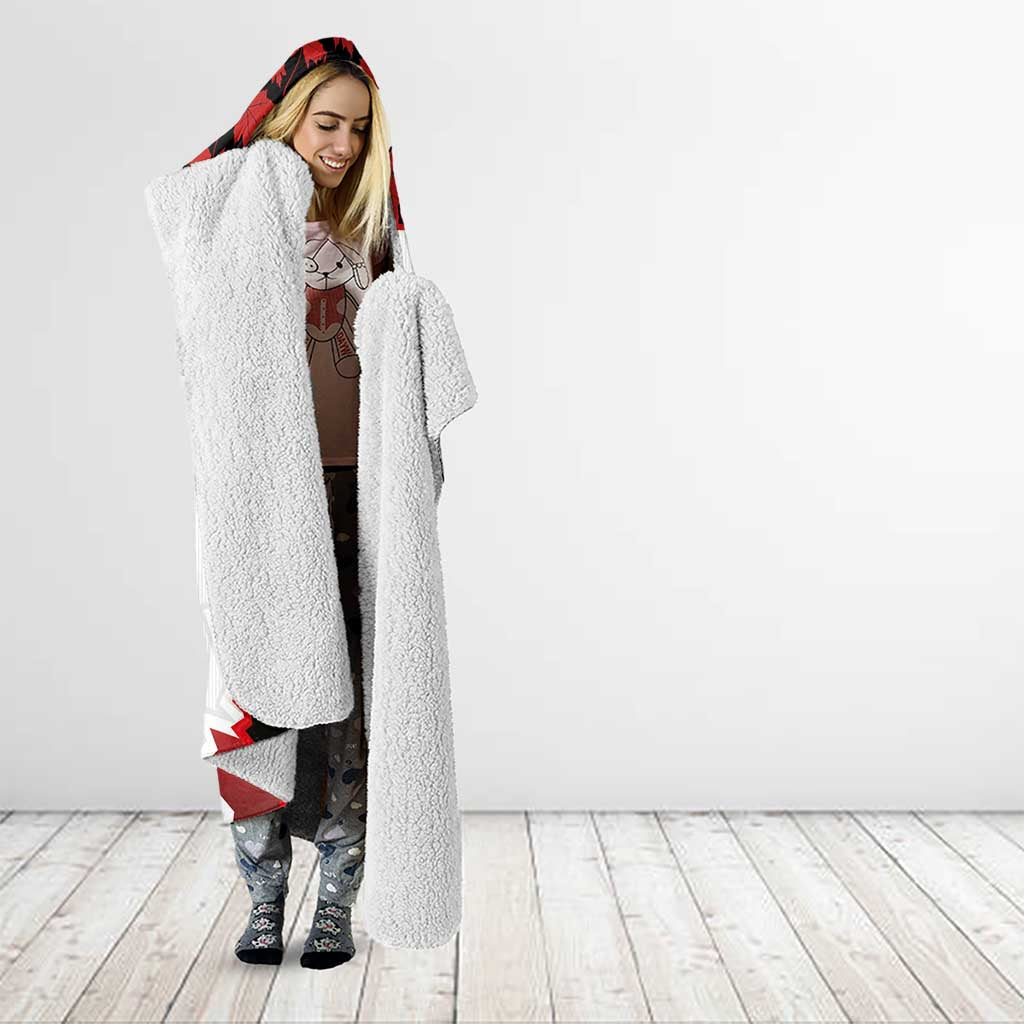 Canadian Rugby Hooded Blanket Maple Leaves Sporty Art Style White Color - Wonder Print Shop