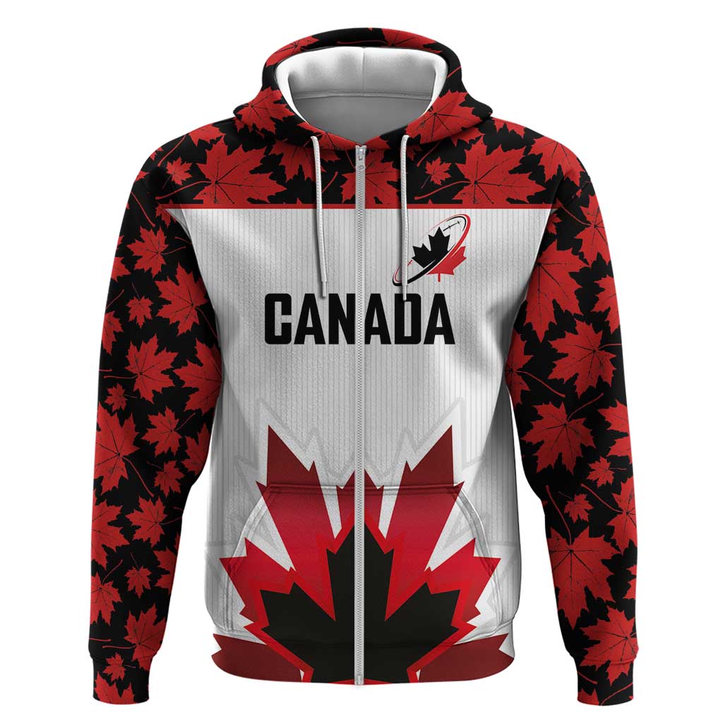 Custom Canadian Rugby Hoodie Maple Leaves Sporty Art Style White Color - Wonder Print Shop