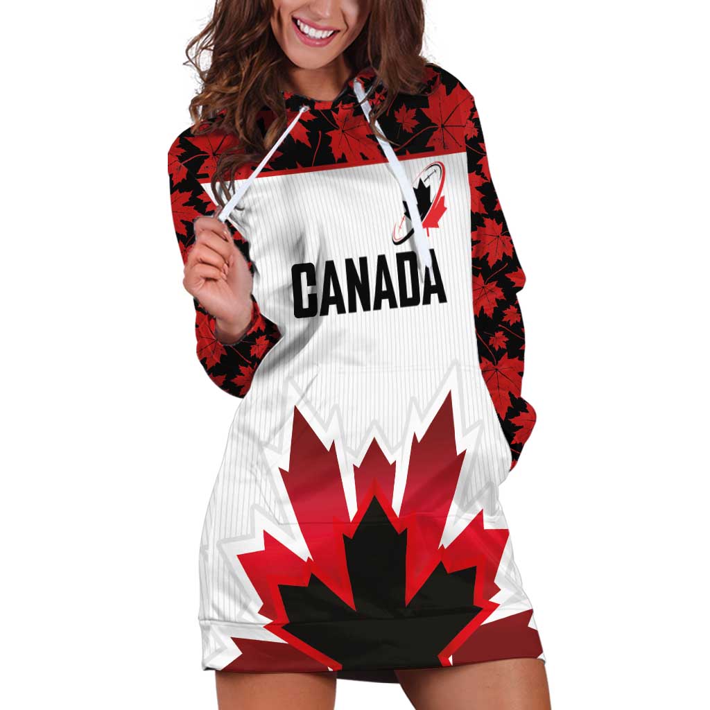 Custom Canadian Rugby Hoodie Dress Maple Leaves Sporty Art Style White Color - Wonder Print Shop