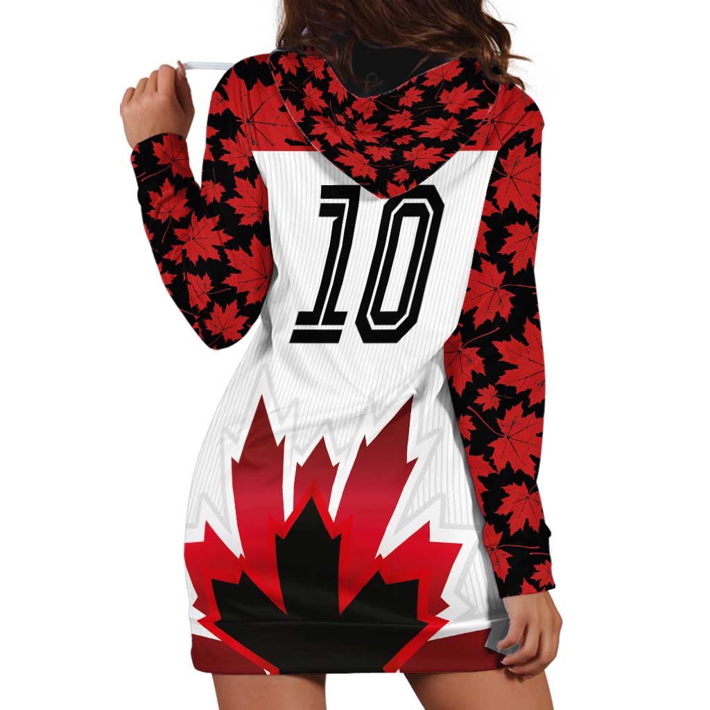 Custom Canadian Rugby Hoodie Dress Maple Leaves Sporty Art Style White Color - Wonder Print Shop