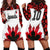 Custom Canadian Rugby Hoodie Dress Maple Leaves Sporty Art Style White Color - Wonder Print Shop
