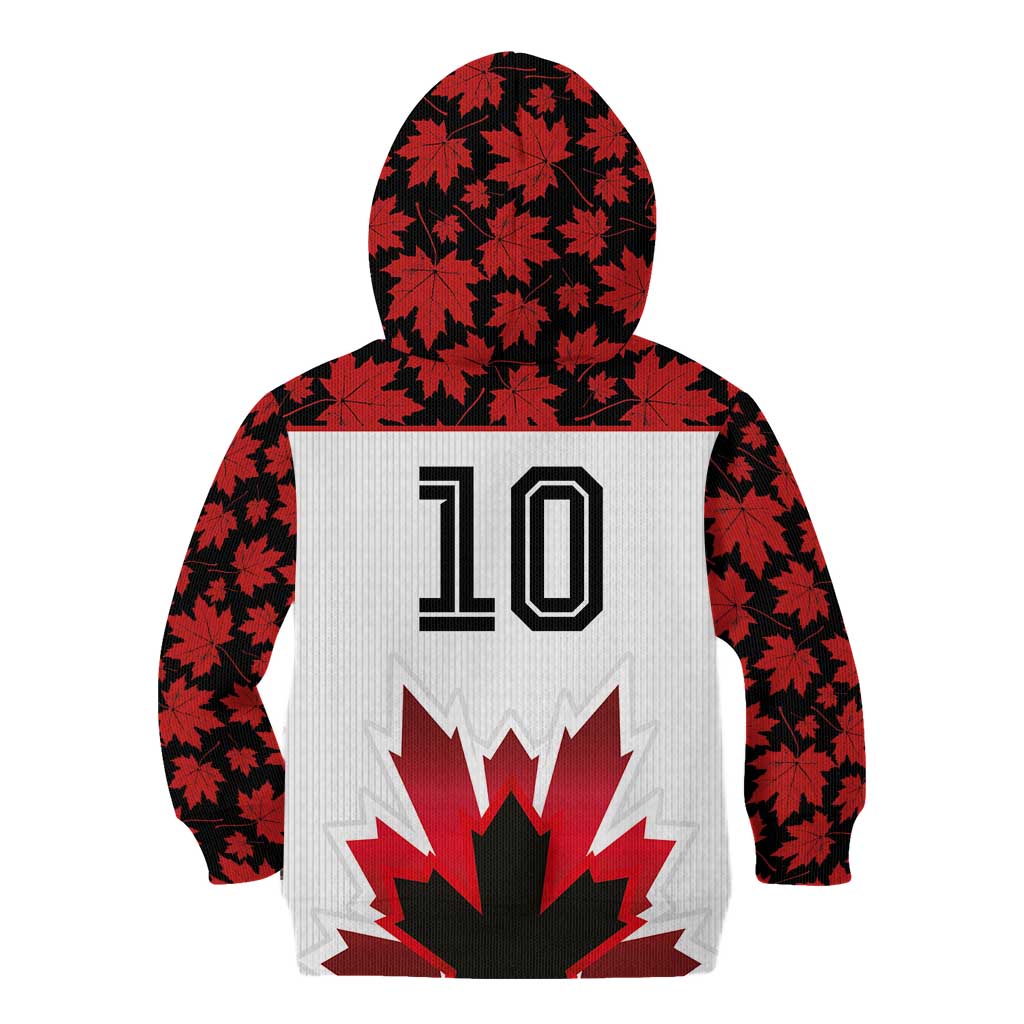 Custom Canadian Rugby Kid Hoodie Maple Leaves Sporty Art Style White Color - Wonder Print Shop