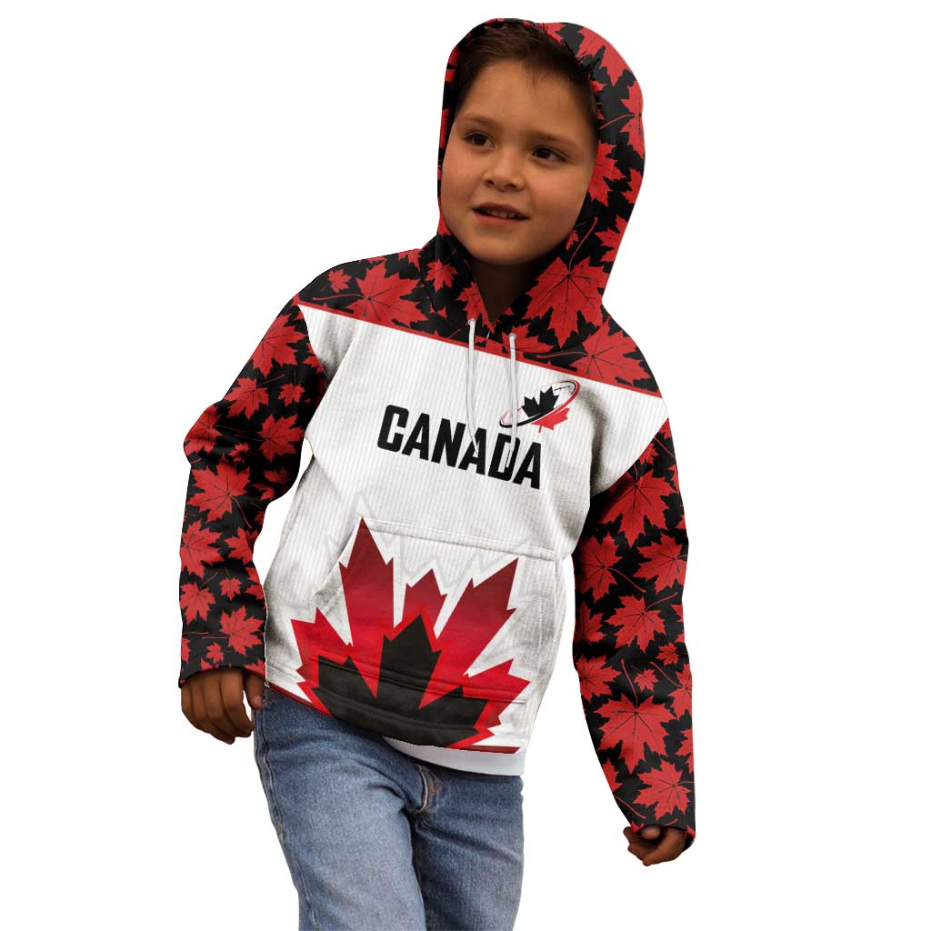 Custom Canadian Rugby Kid Hoodie Maple Leaves Sporty Art Style White Color - Wonder Print Shop