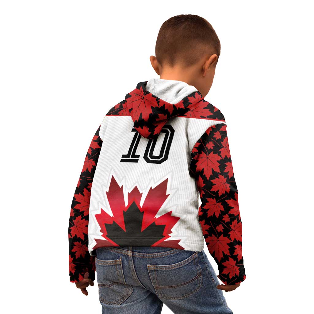 Custom Canadian Rugby Kid Hoodie Maple Leaves Sporty Art Style White Color - Wonder Print Shop