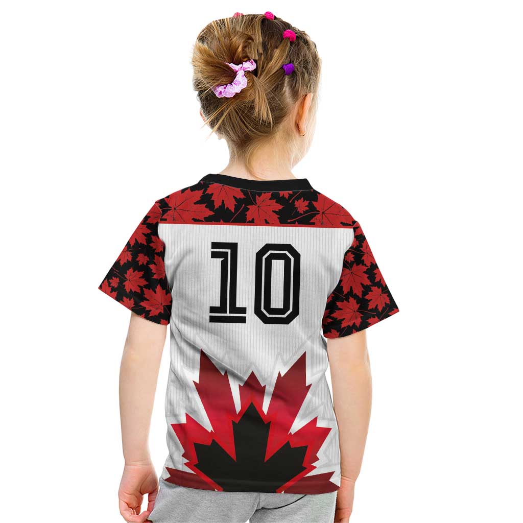 Custom Canadian Rugby Kid T Shirt Maple Leaves Sporty Art Style White Color - Wonder Print Shop