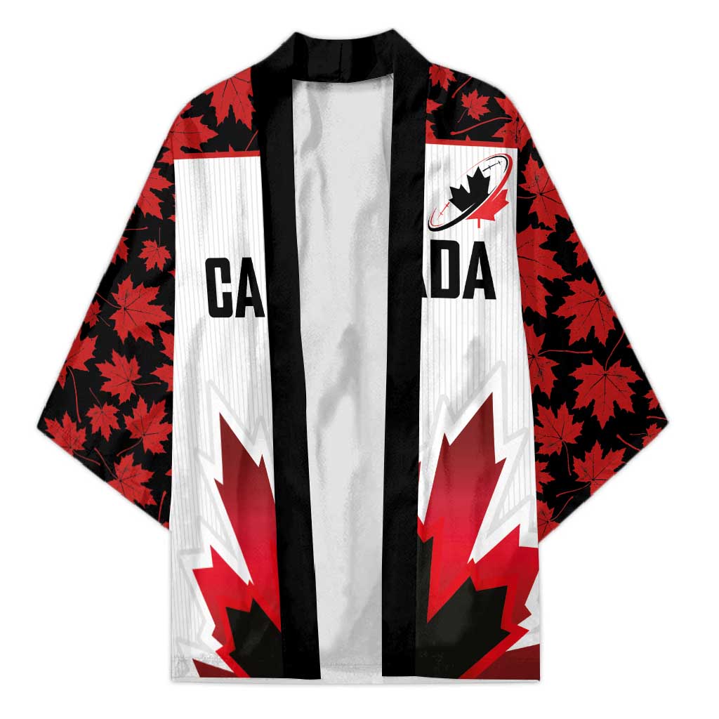 Custom Canadian Rugby Kimono Maple Leaves Sporty Art Style White Color - Wonder Print Shop
