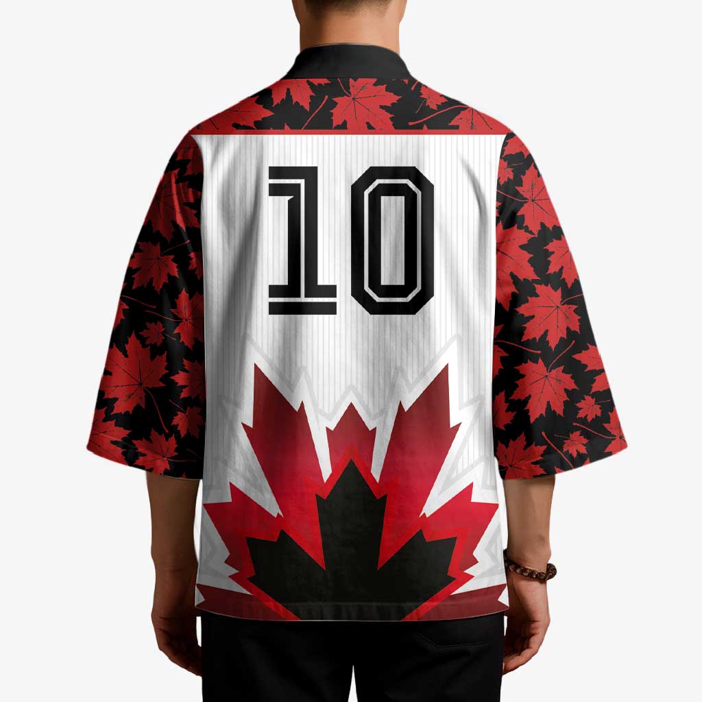 Custom Canadian Rugby Kimono Maple Leaves Sporty Art Style White Color - Wonder Print Shop