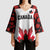 Custom Canadian Rugby Kimono Sleeve Blouse Maple Leaves Sporty Art Style White Color - Wonder Print Shop