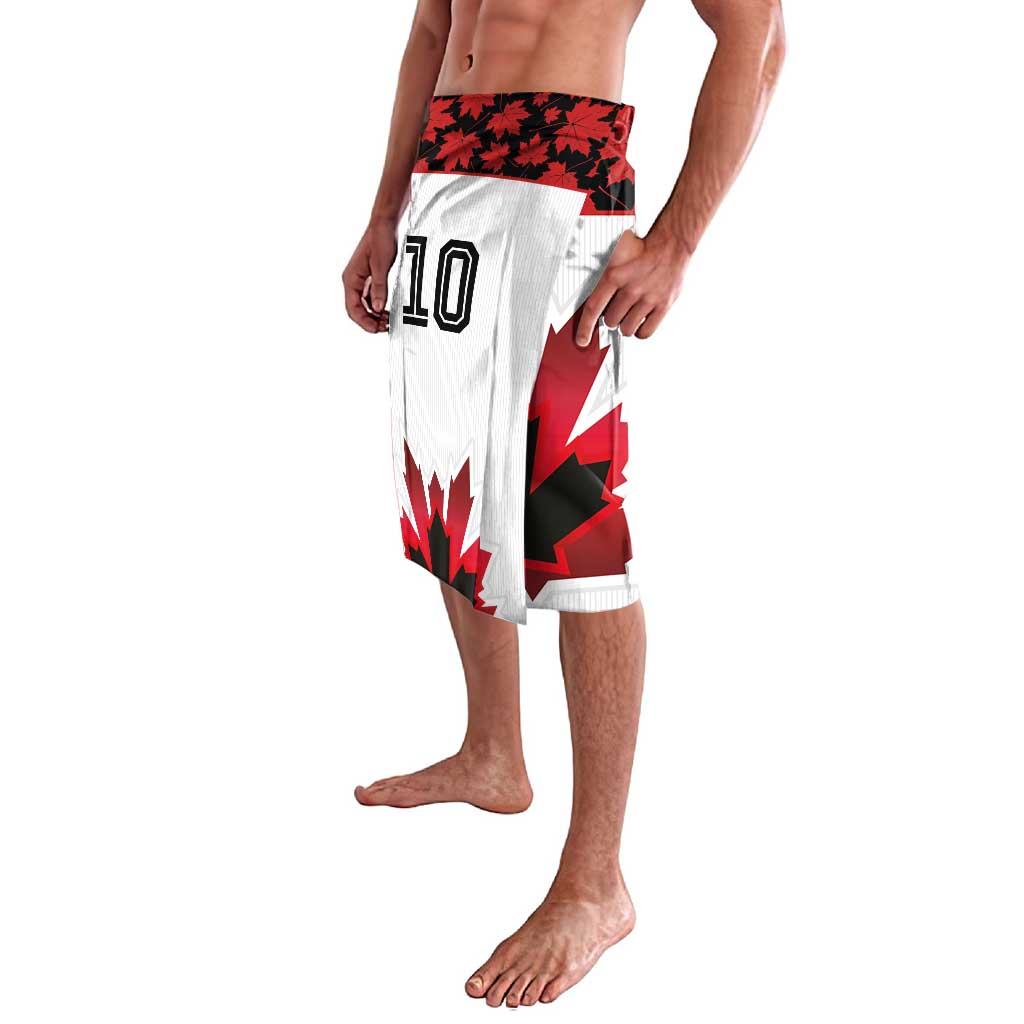 Custom Canadian Rugby Lavalava Maple Leaves Sporty Art Style White Color - Wonder Print Shop