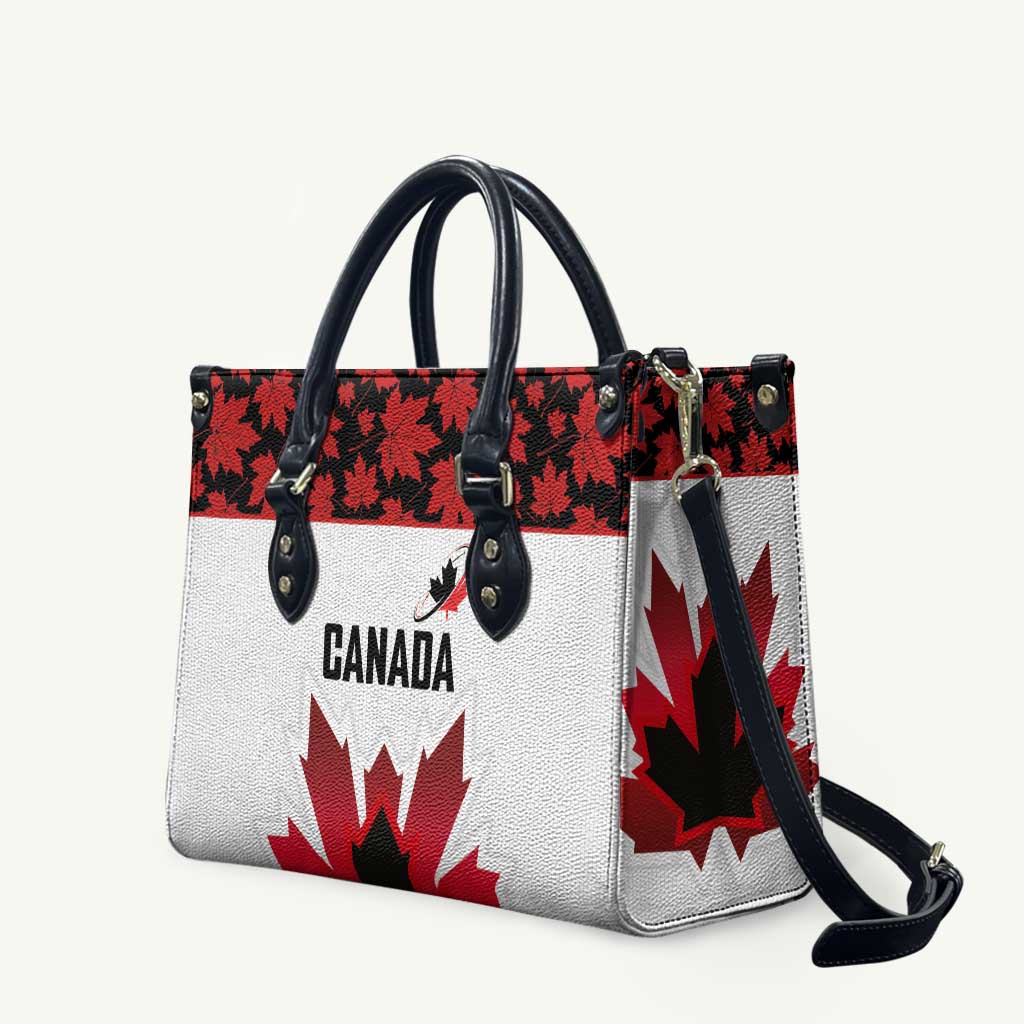 Canadian Rugby Leather Bag Maple Leaves Sporty Art Style White Color - Wonder Print Shop