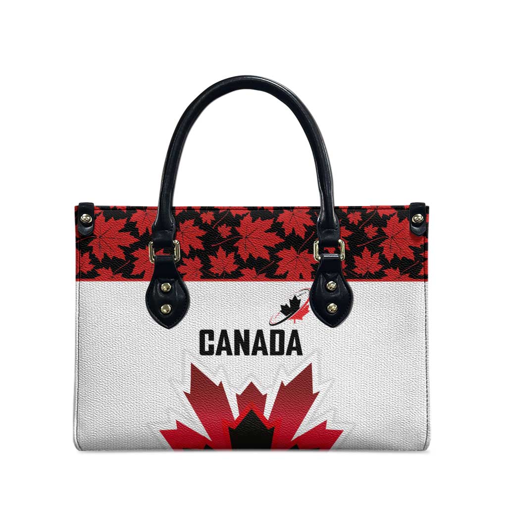 Canadian Rugby Leather Bag Maple Leaves Sporty Art Style White Color - Wonder Print Shop