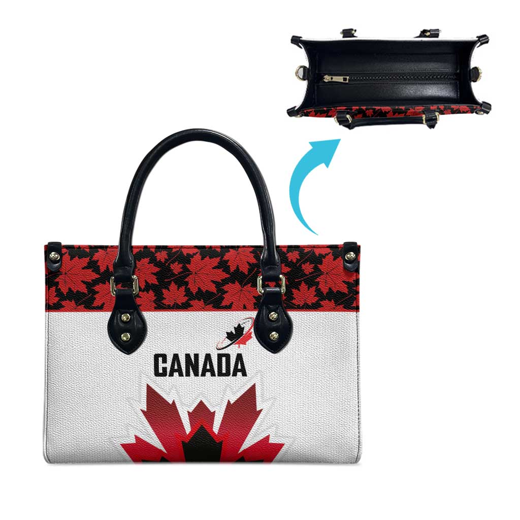 Canadian Rugby Leather Bag Maple Leaves Sporty Art Style White Color - Wonder Print Shop
