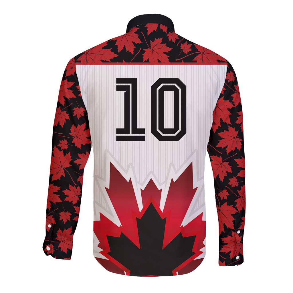 Custom Canadian Rugby Long Sleeve Button Shirt Maple Leaves Sporty Art Style White Color - Wonder Print Shop