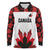 Custom Canadian Rugby Long Sleeve Polo Shirt Maple Leaves Sporty Art Style White Color - Wonder Print Shop