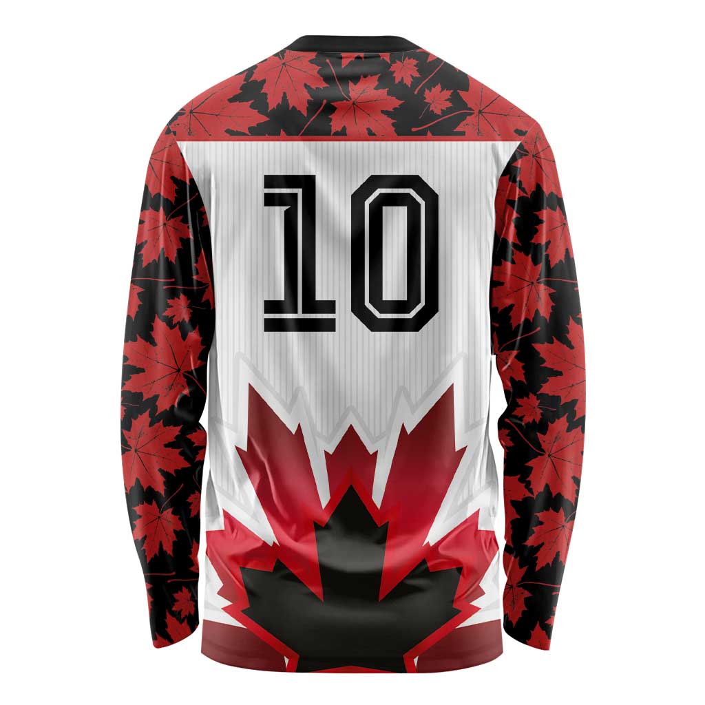Custom Canadian Rugby Long Sleeve Shirt Maple Leaves Sporty Art Style White Color - Wonder Print Shop