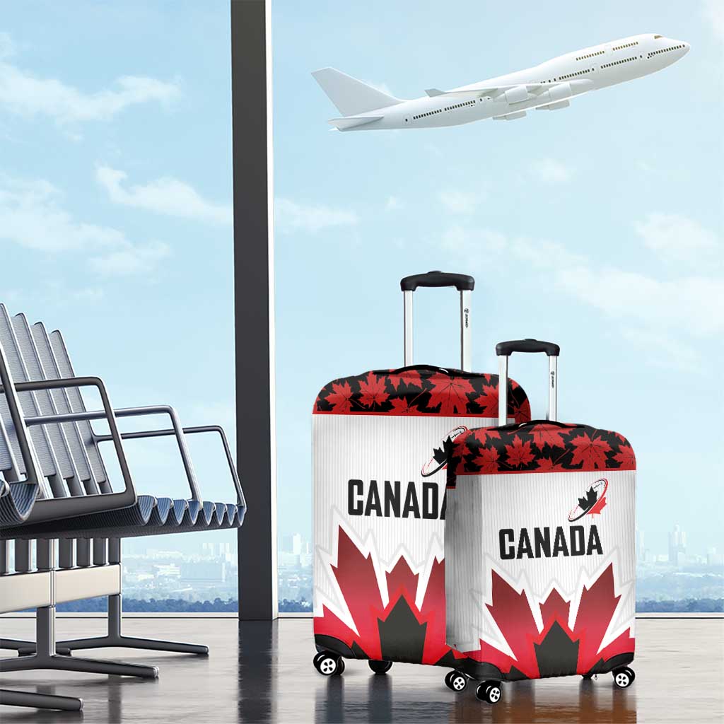 Canadian Rugby Luggage Cover Maple Leaves Sporty Art Style White Color - Wonder Print Shop