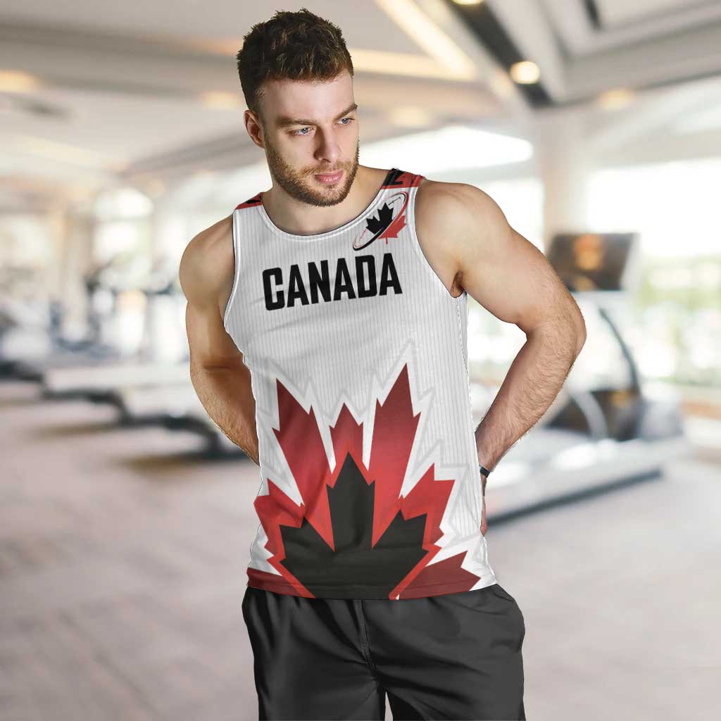 Custom Canadian Rugby Men Tank Top Maple Leaves Sporty Art Style White Color - Wonder Print Shop