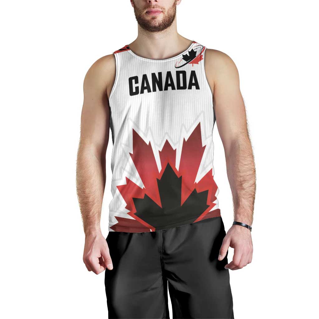 Custom Canadian Rugby Men Tank Top Maple Leaves Sporty Art Style White Color - Wonder Print Shop