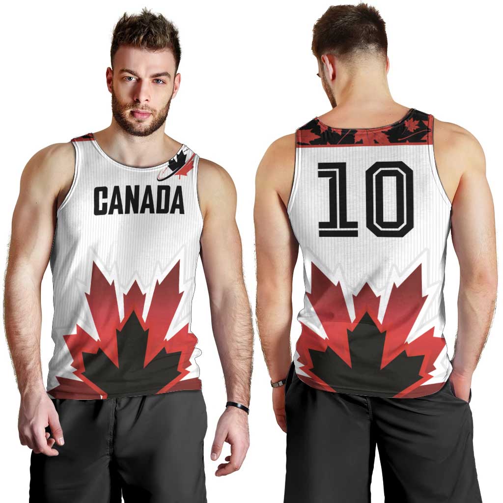 Custom Canadian Rugby Men Tank Top Maple Leaves Sporty Art Style White Color - Wonder Print Shop