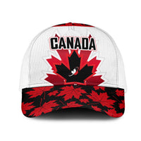 Canadian Rugby Mesh Trucker Cap Maple Leaves Sporty Art Style White Color - Wonder Print Shop