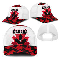 Canadian Rugby Mesh Trucker Cap Maple Leaves Sporty Art Style White Color - Wonder Print Shop