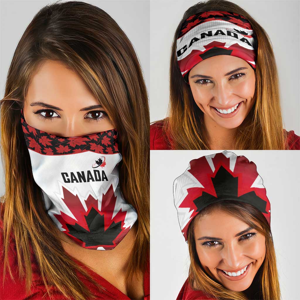 Canadian Rugby Neck Gaiter Maple Leaves Sporty Art Style White Color - Wonder Print Shop