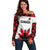 Custom Canadian Rugby Off Shoulder Sweater Maple Leaves Sporty Art Style White Color - Wonder Print Shop