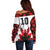 Custom Canadian Rugby Off Shoulder Sweater Maple Leaves Sporty Art Style White Color - Wonder Print Shop