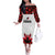 Custom Canadian Rugby Off The Shoulder Long Sleeve Dress Maple Leaves Sporty Art Style White Color - Wonder Print Shop