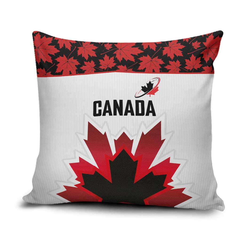 Canadian Rugby Pillow Cover Maple Leaves Sporty Art Style White Color - Wonder Print Shop
