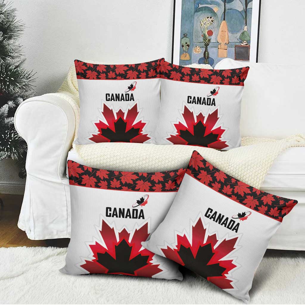Canadian Rugby Pillow Cover Maple Leaves Sporty Art Style White Color - Wonder Print Shop